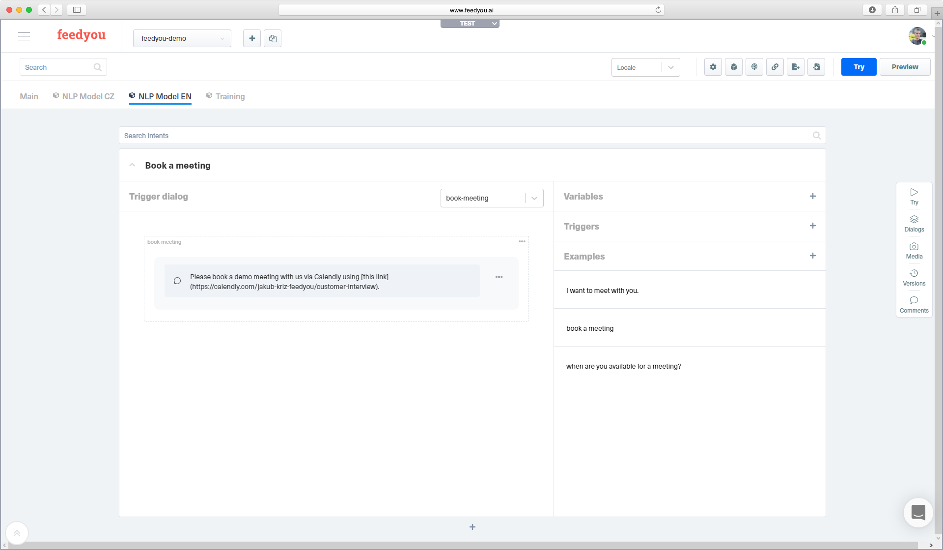 screenshot of Feedyou Platform